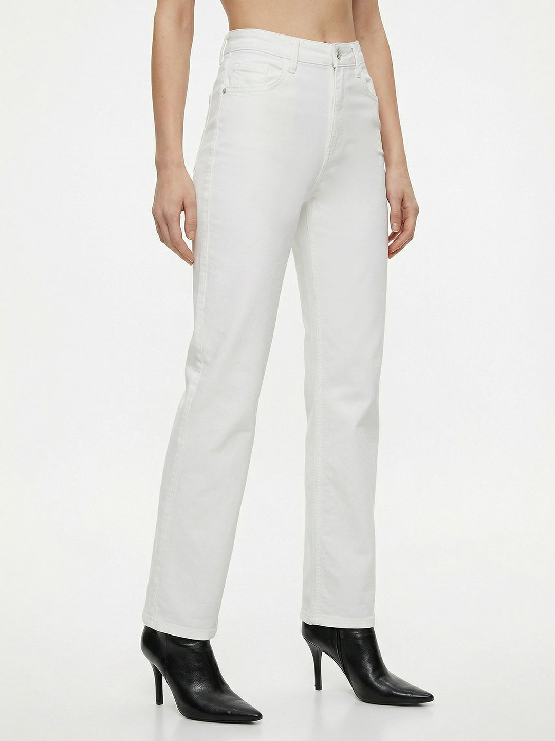 Women White High-Rise Baggy Jeans