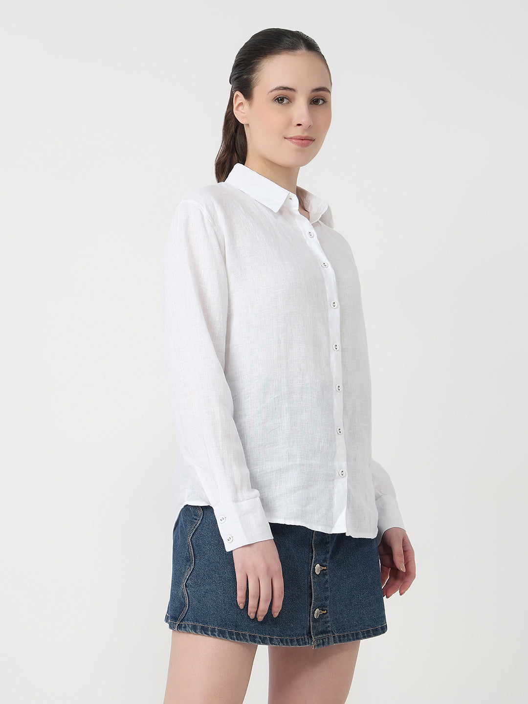 Women White Slim Fit Oversized Shirt