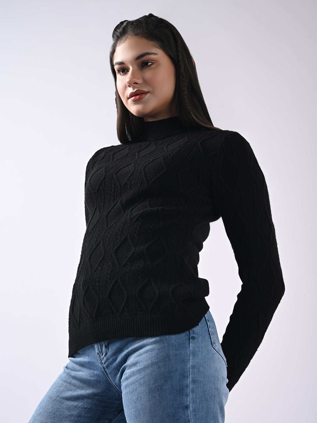 Women Self Design Sweater