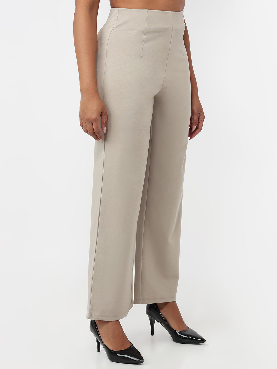 Women Light Fawn Wide Leg Treggings