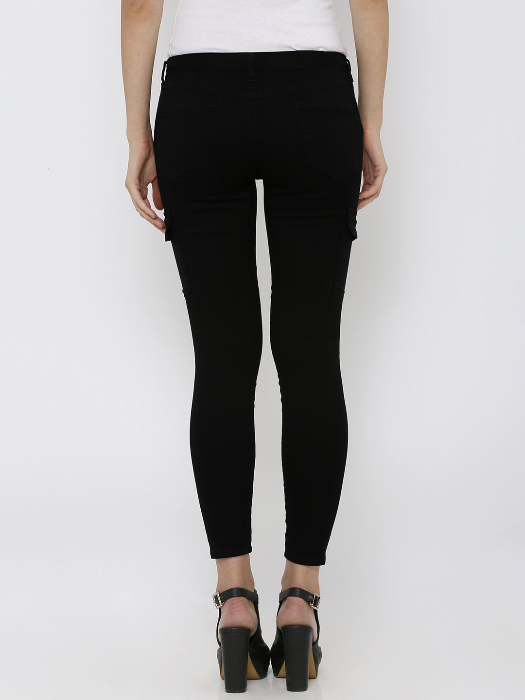 Women Black High-Rise Cargo
