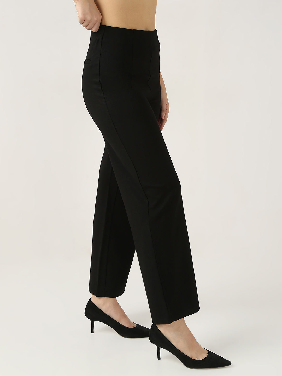 Women Black Wide Leg Treggings