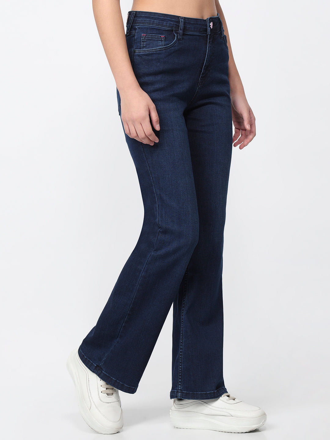 Women Dark Blue High-Rise Flare Jeans