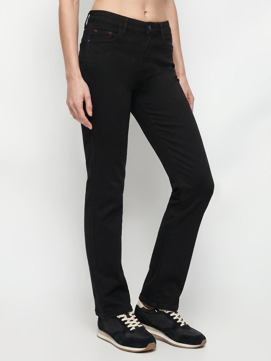 Women Black High-Rise Slim Straight Fit Jeans