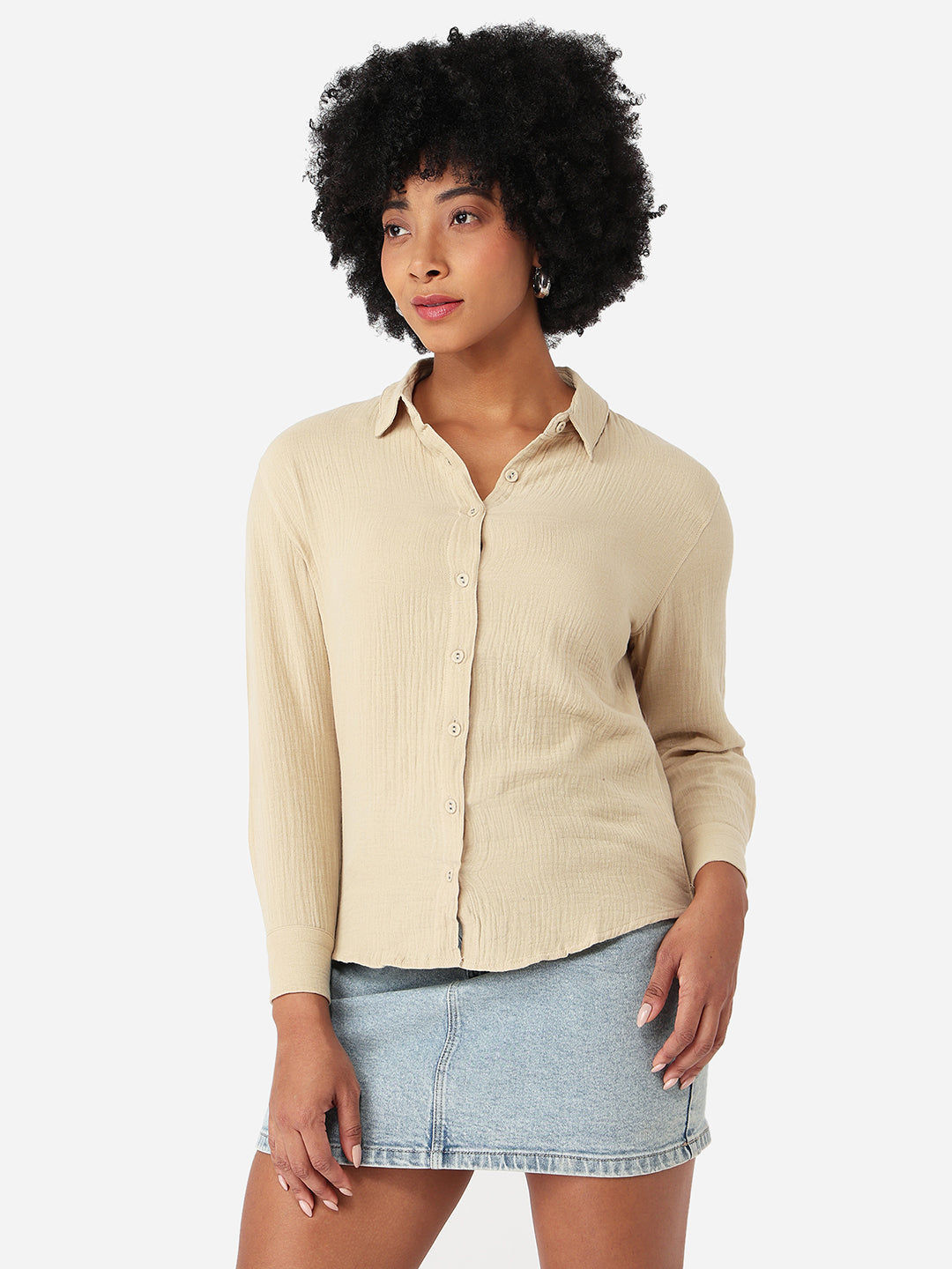 Women Oatmilk Oversized Shirt