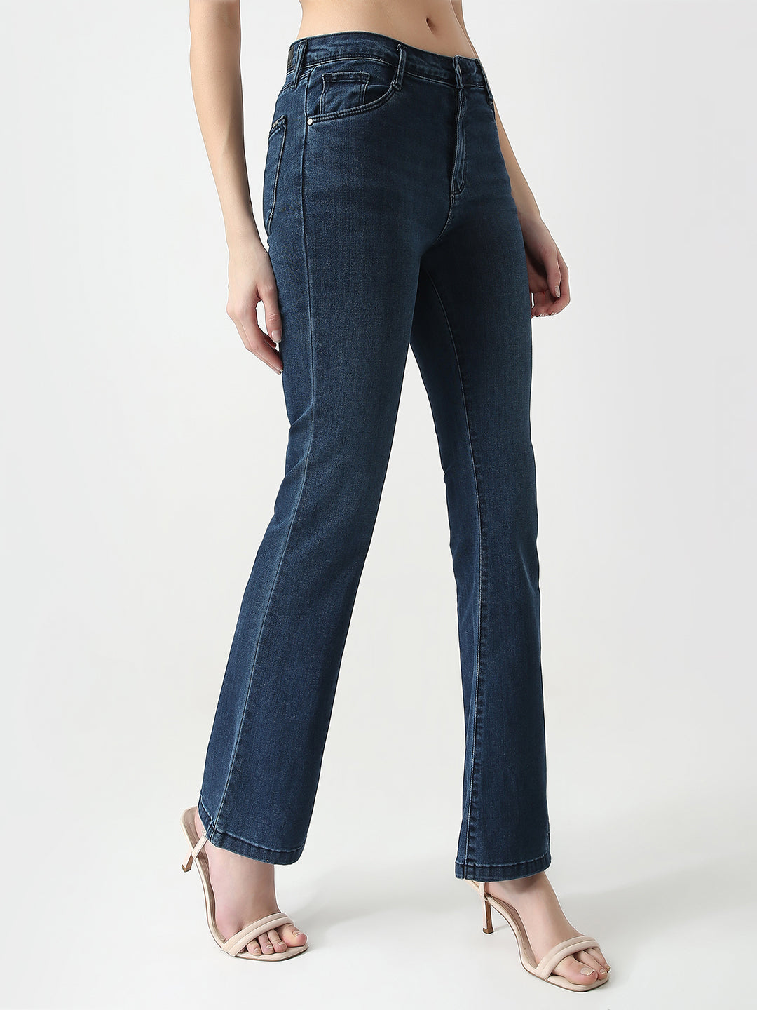 Women Dark Blue High-Rise Flare Jeans