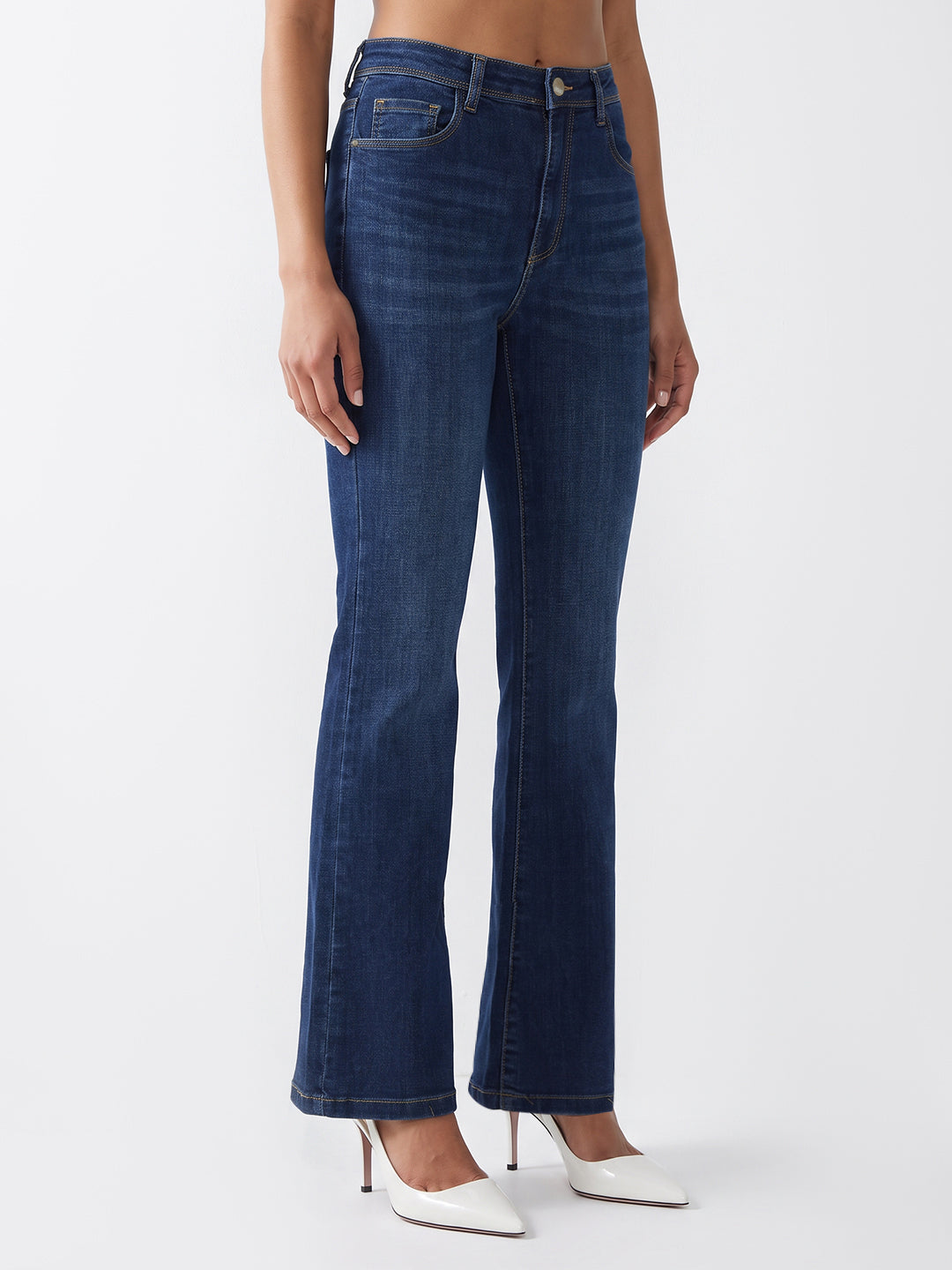 Blue High-Rise Flare Jeans