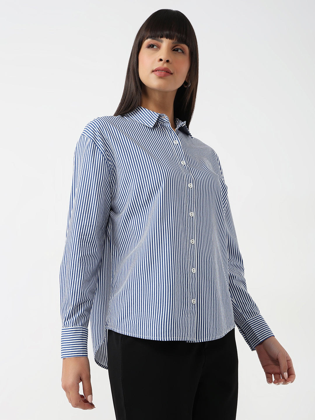 Women Blue/White Oversize Shirt