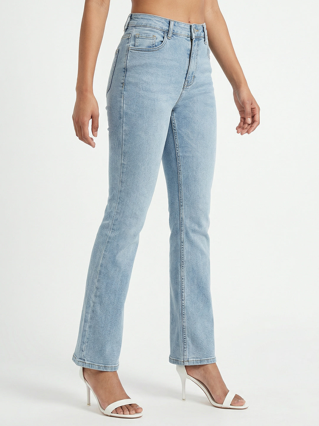 Women Light Blue High-Rise Flare Jeans