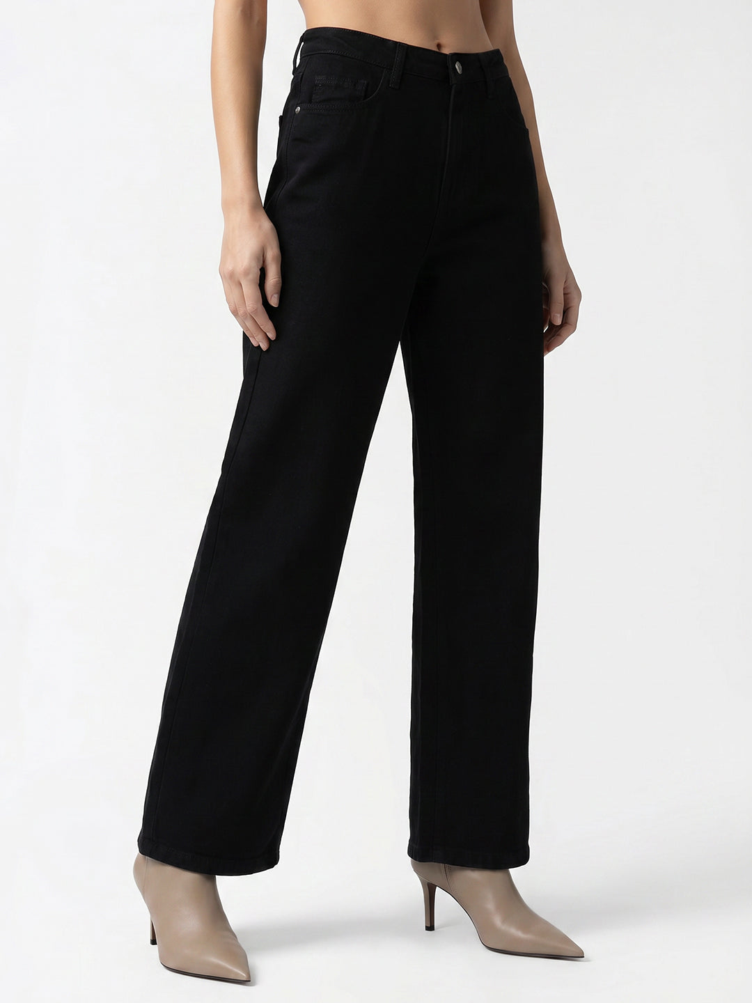 Black High-Rise Straight Fit Jeans