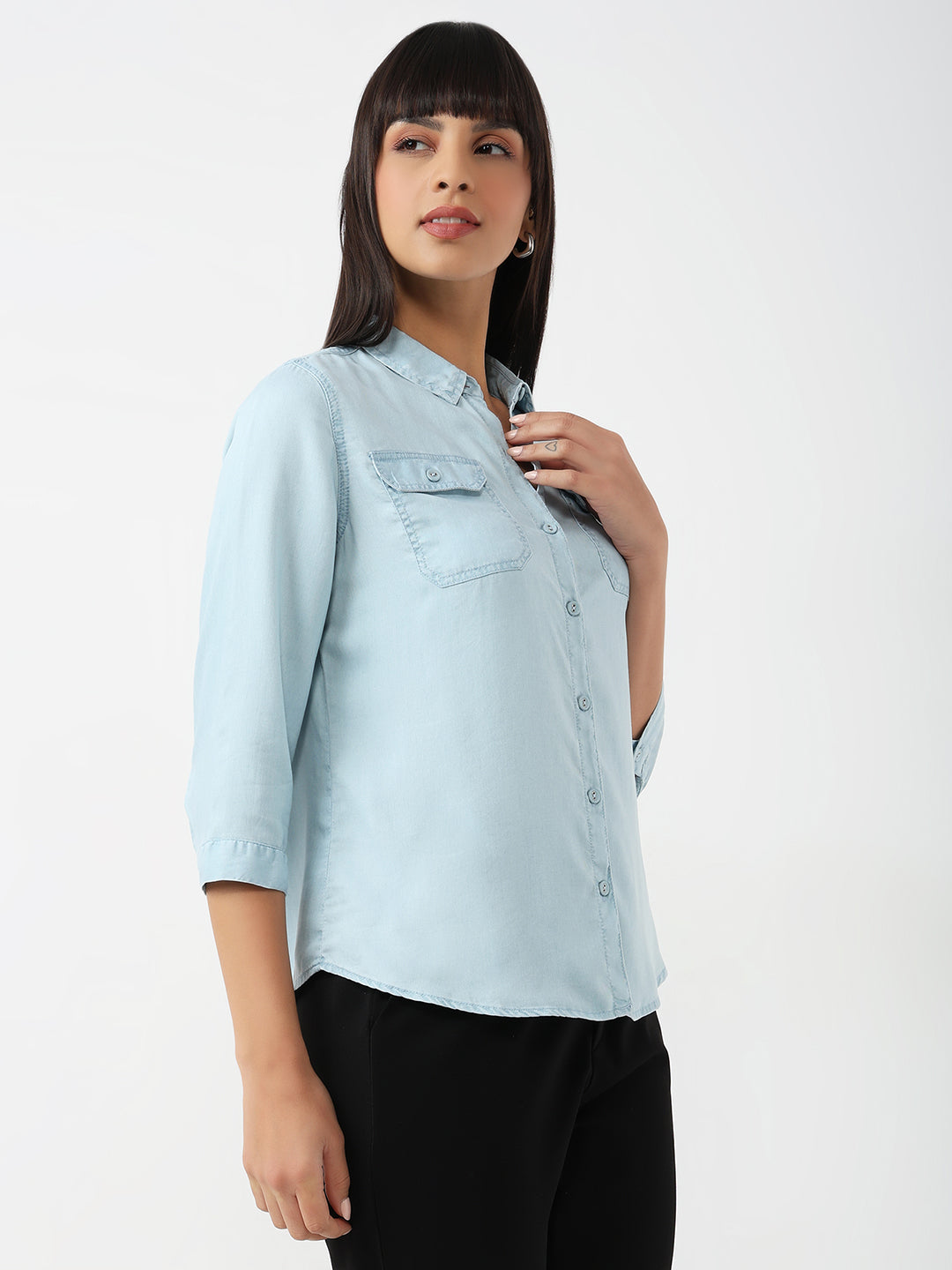 Women Light Blue Denim Shirt