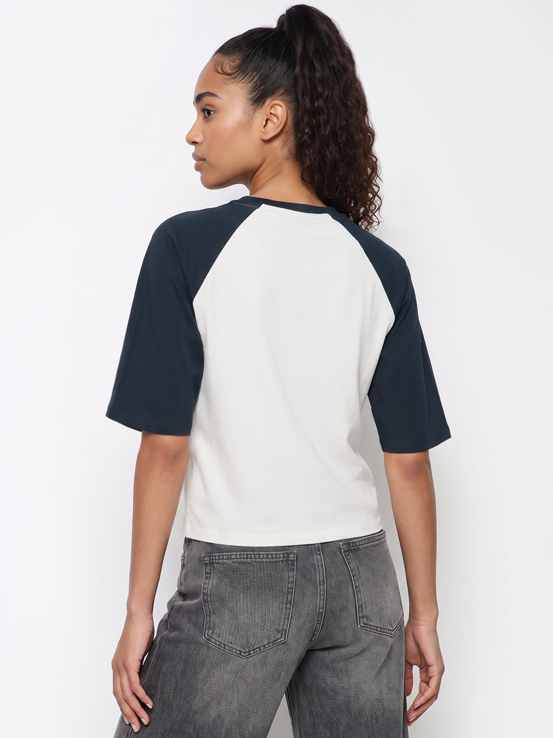 Off White/Airforce Crop Tees