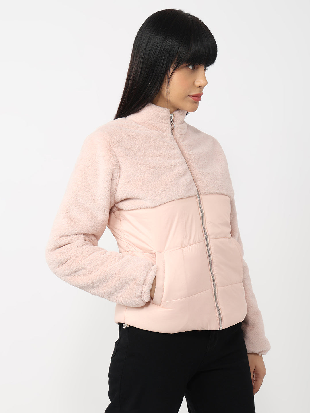 Women Rose Pink Winter Jacket