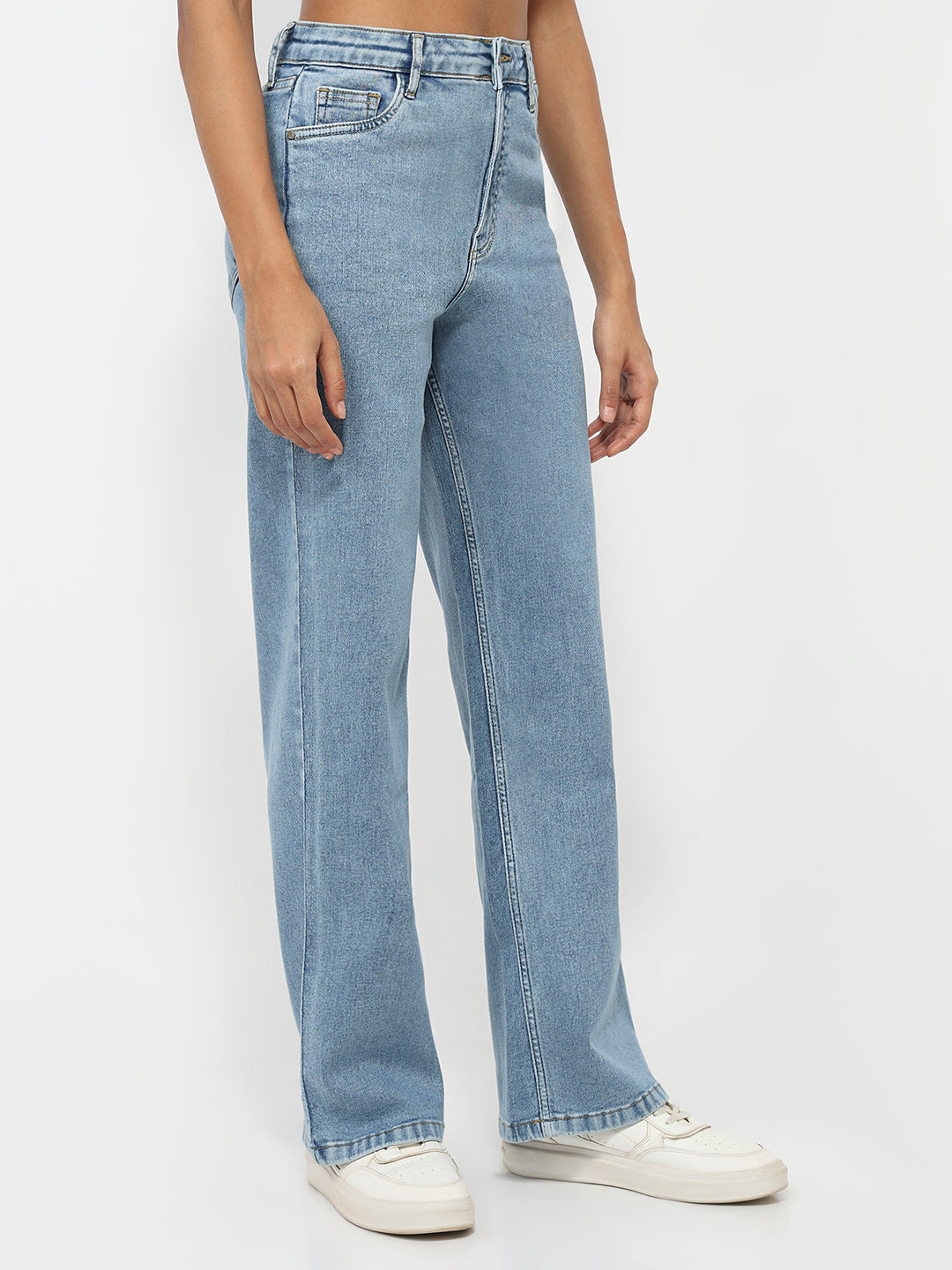 Women Blue High-Rise Straight Fit Jeans
