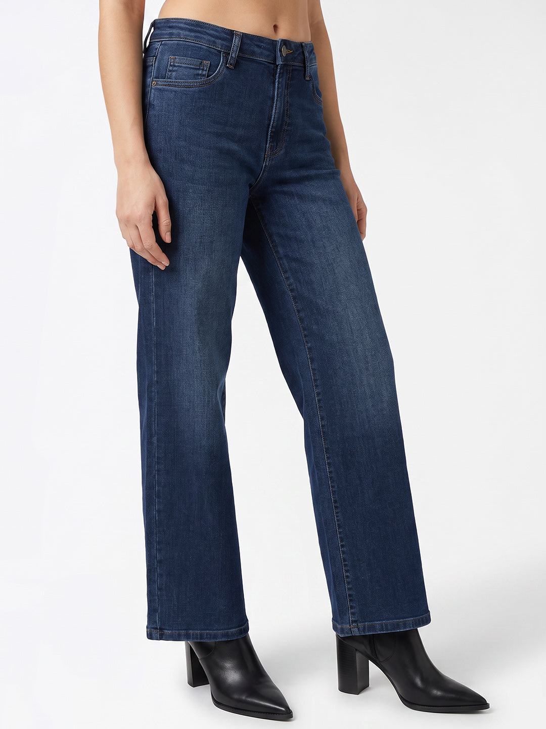 Women Blue High-Rise Wide Leg Jeans