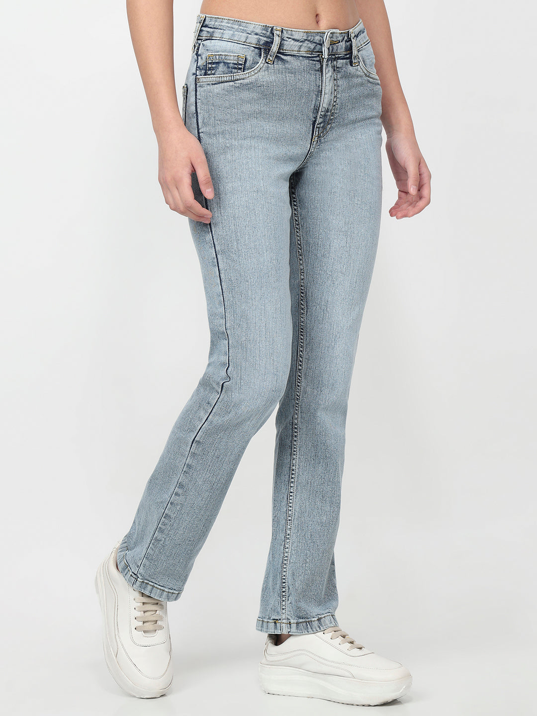 Women Blue High-Rise Slim Straight Fit Jeans