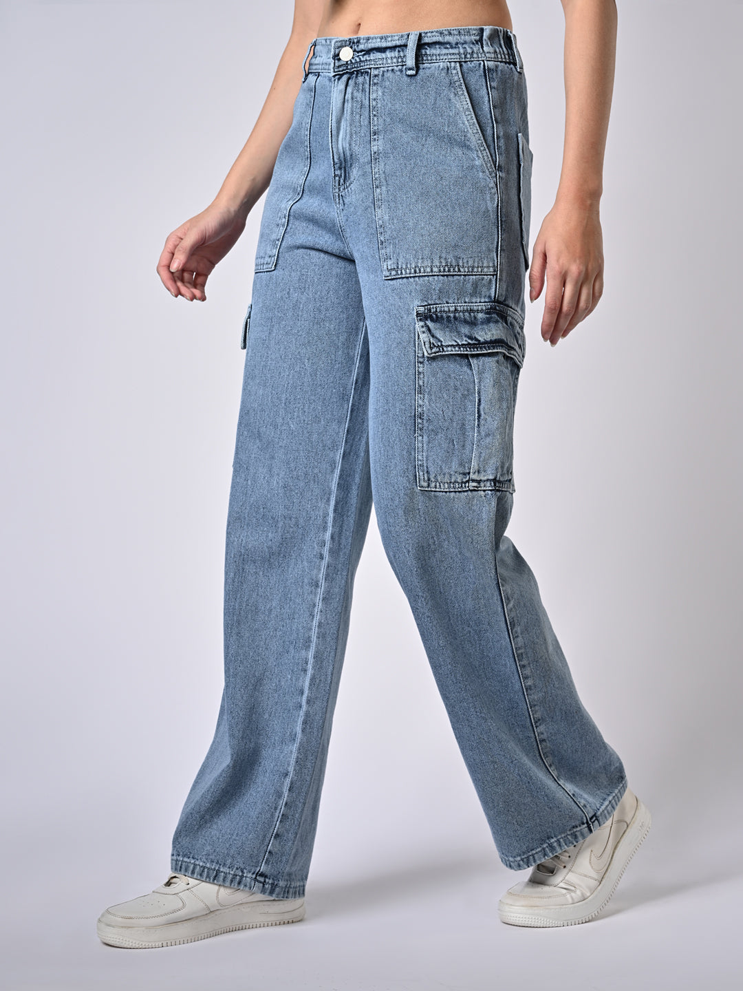 Women High-Rise Loose Straight Fit Cargo