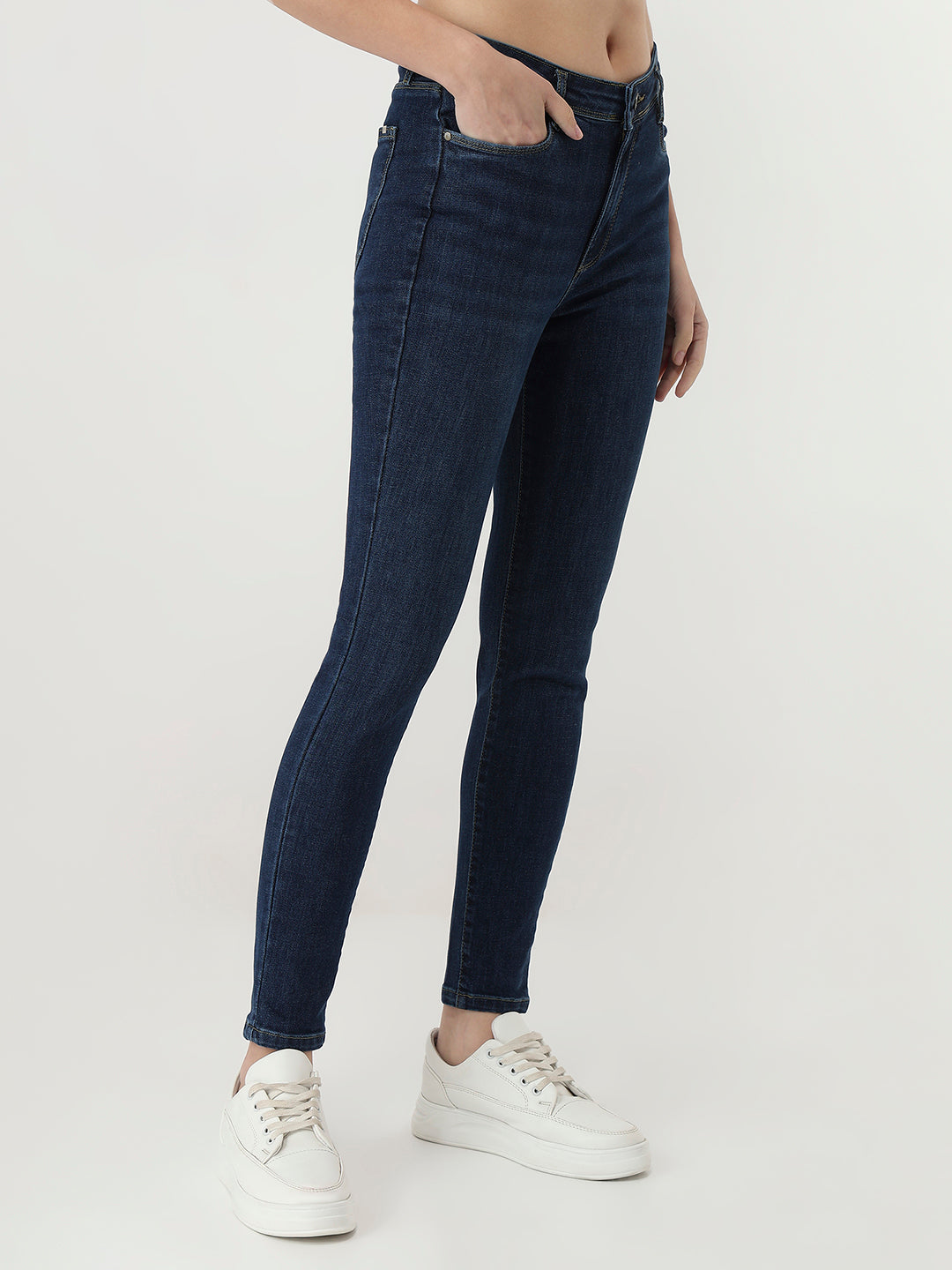 Women Dark Blue High-Rise Skinny Jeans