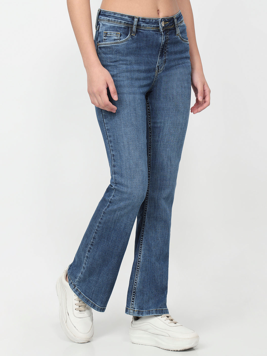 Women Blue High-Rise Flare Jeans