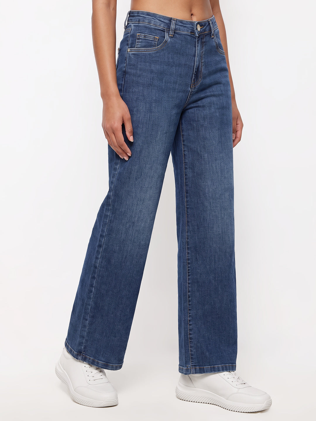 Dark Blue High-Rise Straight Fit Jeans