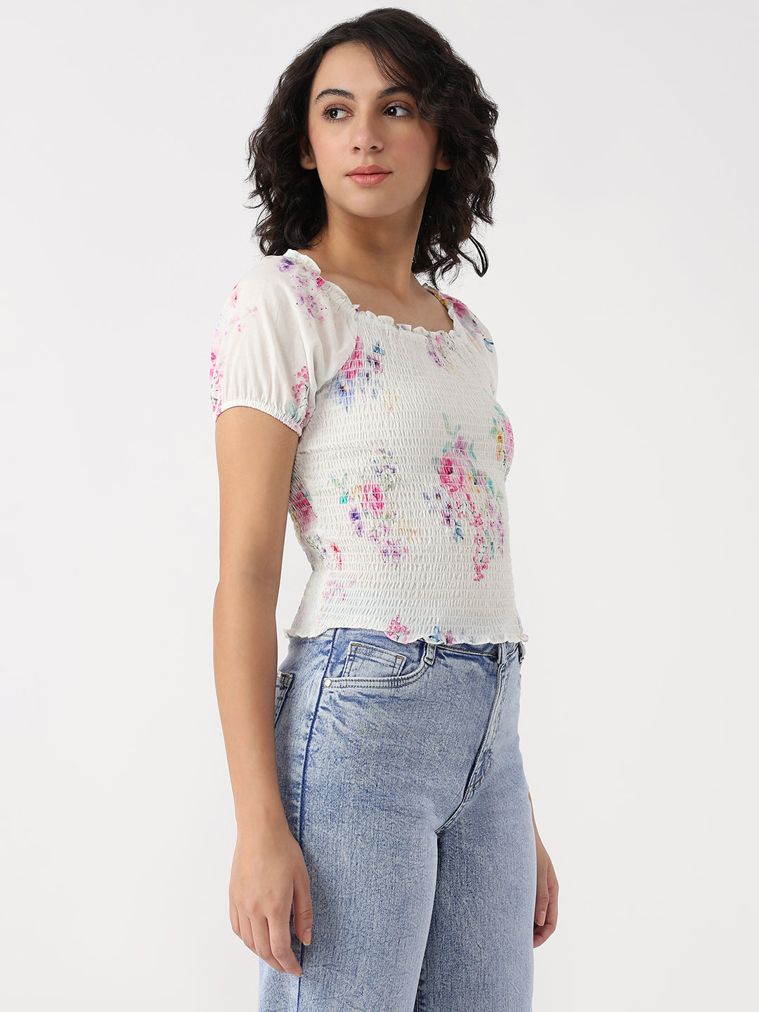 Women Floral Print Slim Top