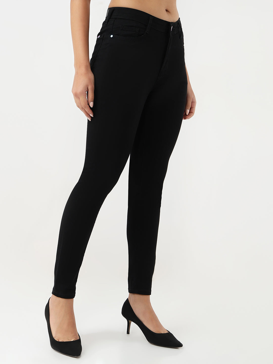 Women Solid Sky High Skinny Jeans