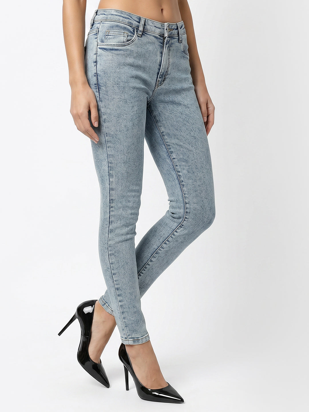 Women Light Blue High-Rise Skinny Jeans