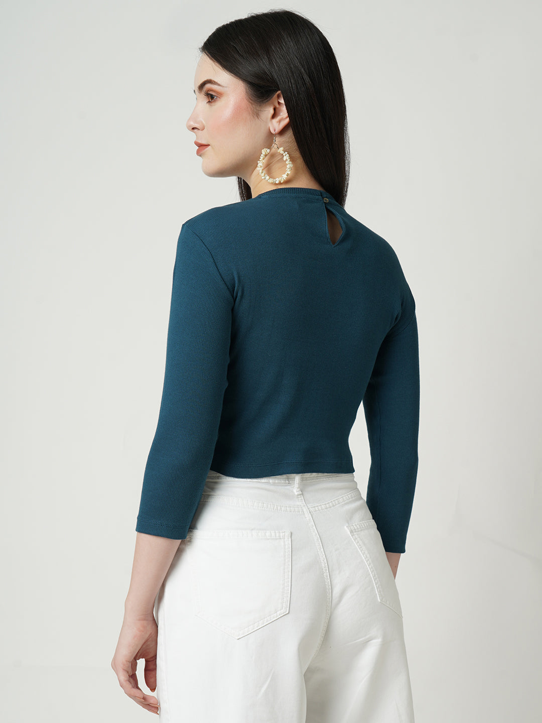 Women Ribbed With Cutout T-Shirt