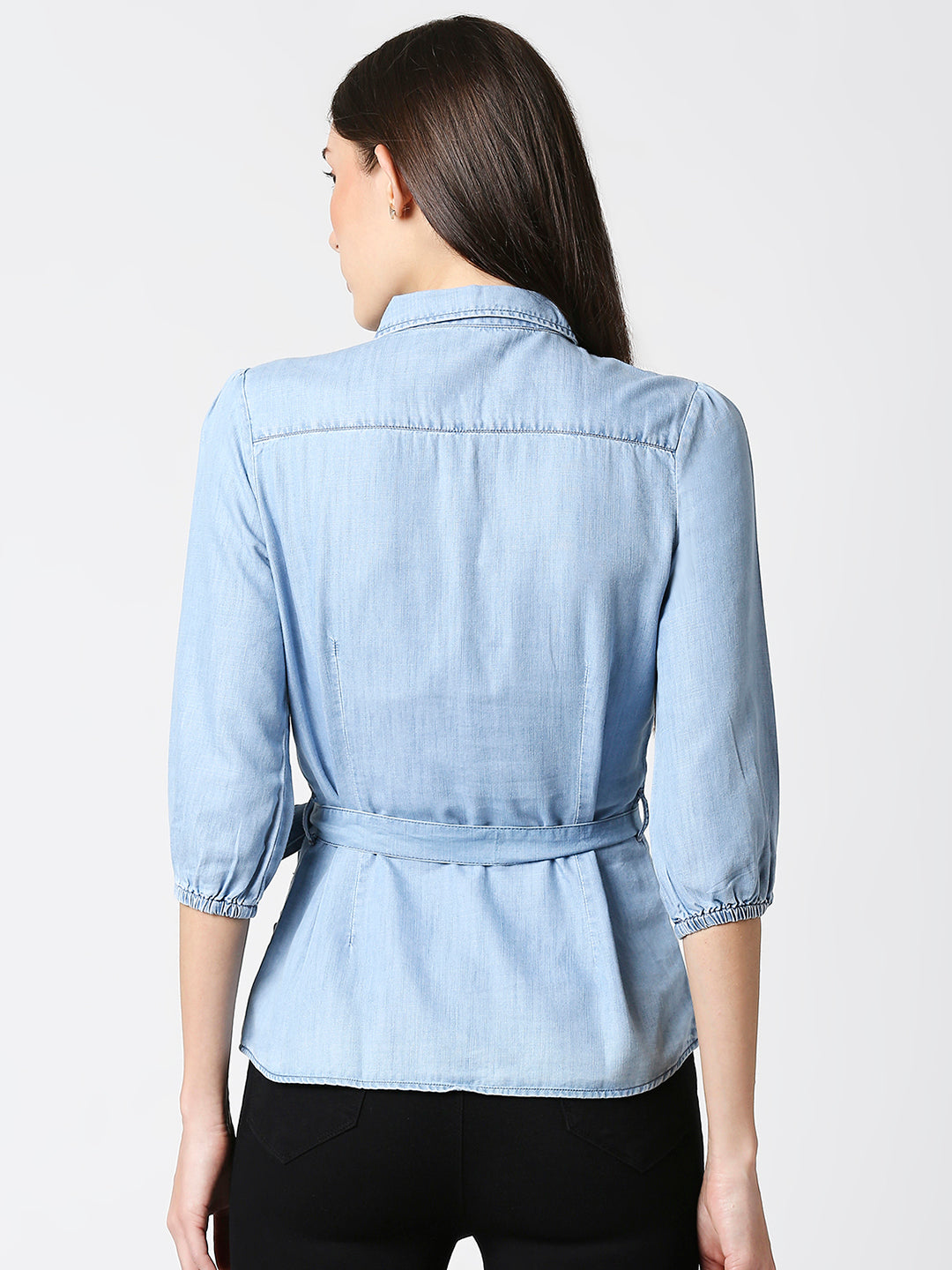 Women Blue Denim Top