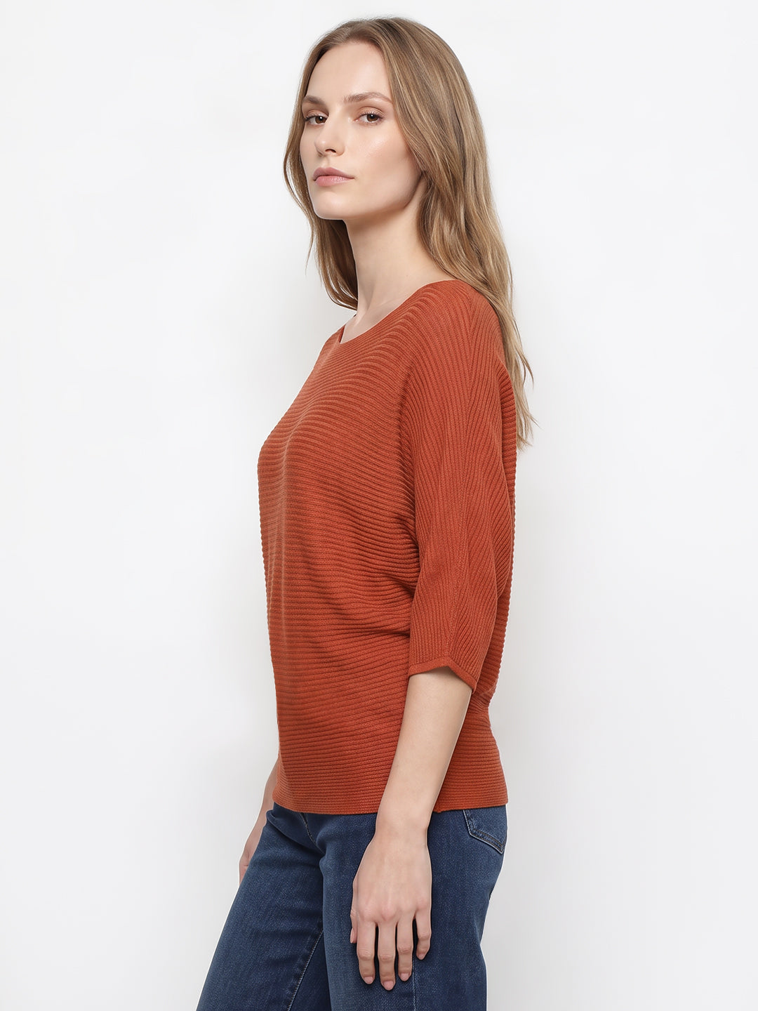 Women Burnt Orange Batsleeve Top