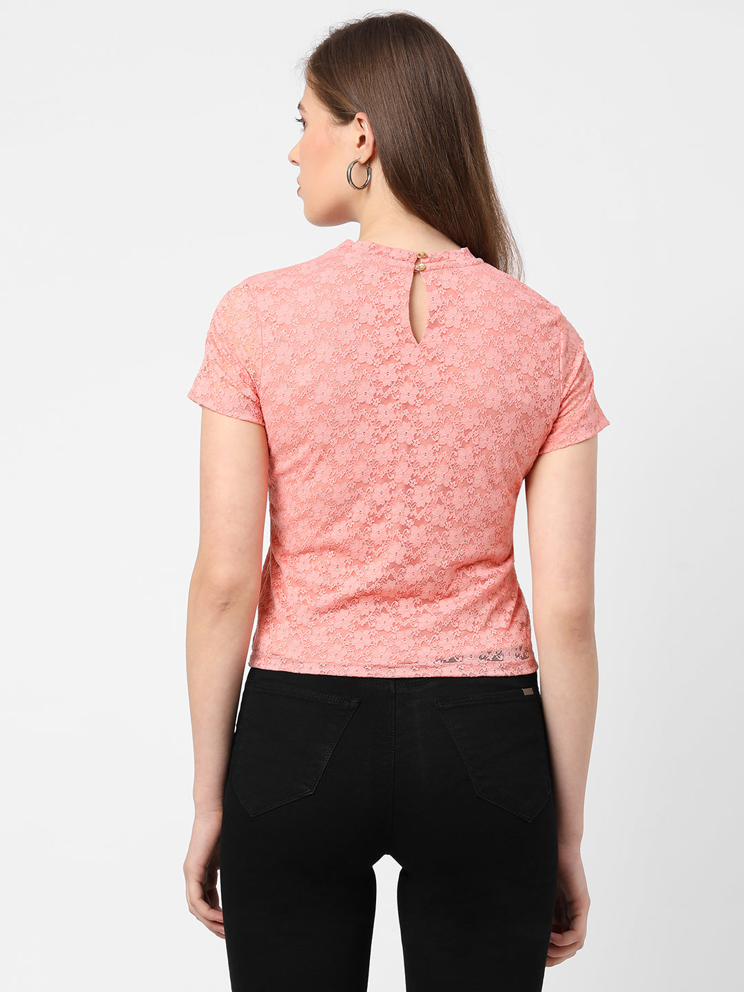 Women Solid Polyester Round Neck Regular Crop Top