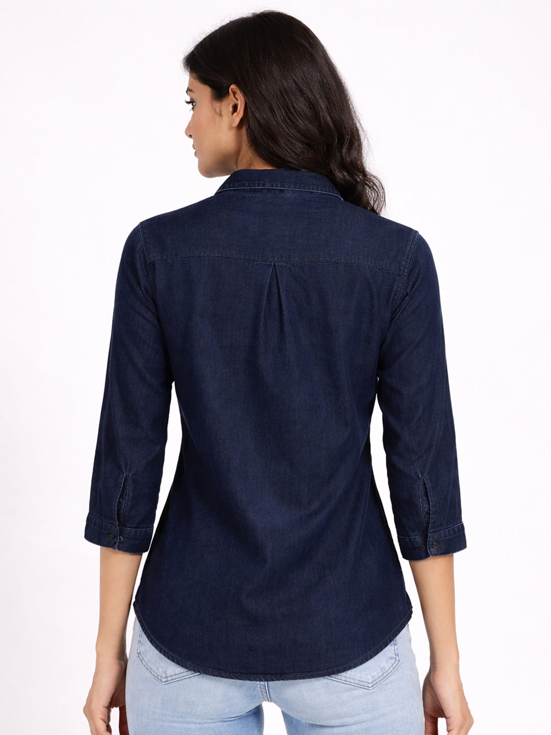 Women Dark Blue Denim Shirt
