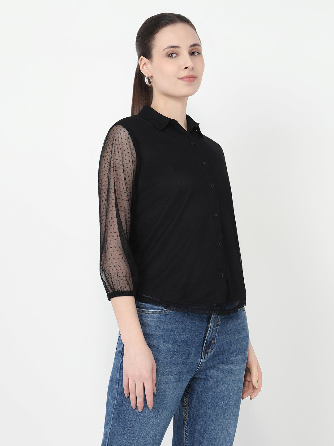 Women Black Slim Fit Shirt
