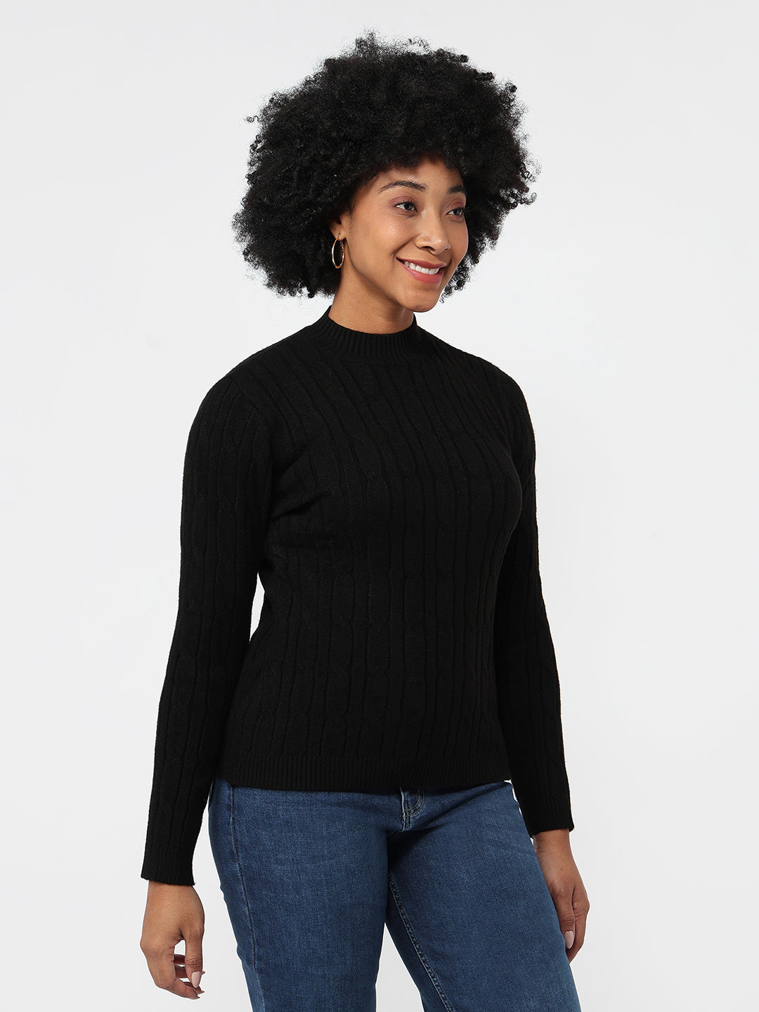 Women Black Slim Fit Sweater