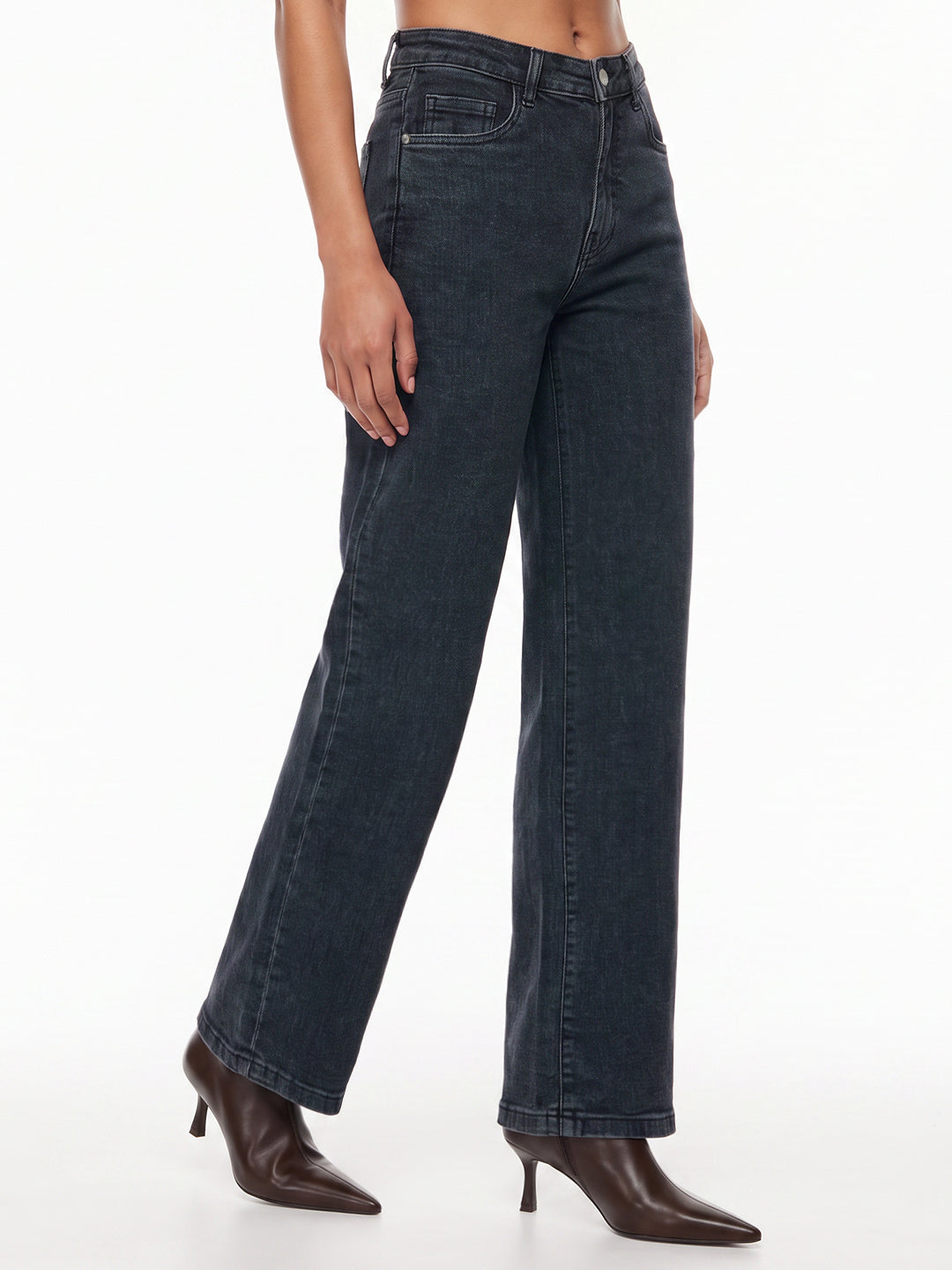 Slate Blue High-Rise Wide Leg Jeans