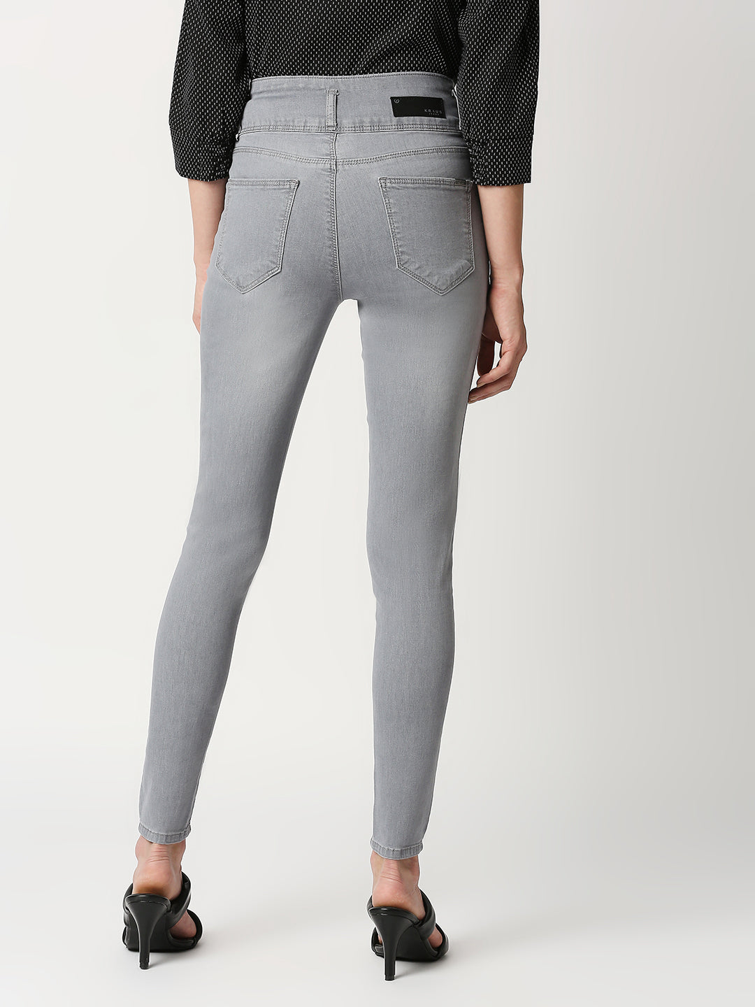 Women Grey High-Rise Skinny Jeans