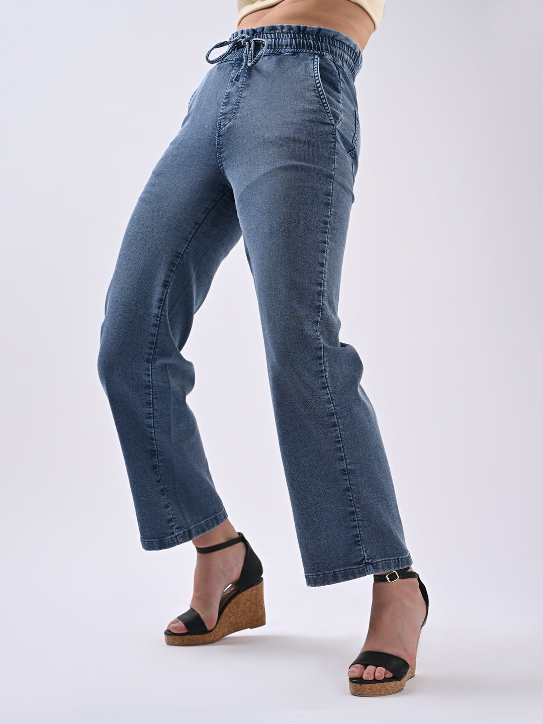 Women Blue High-Rise Joggers