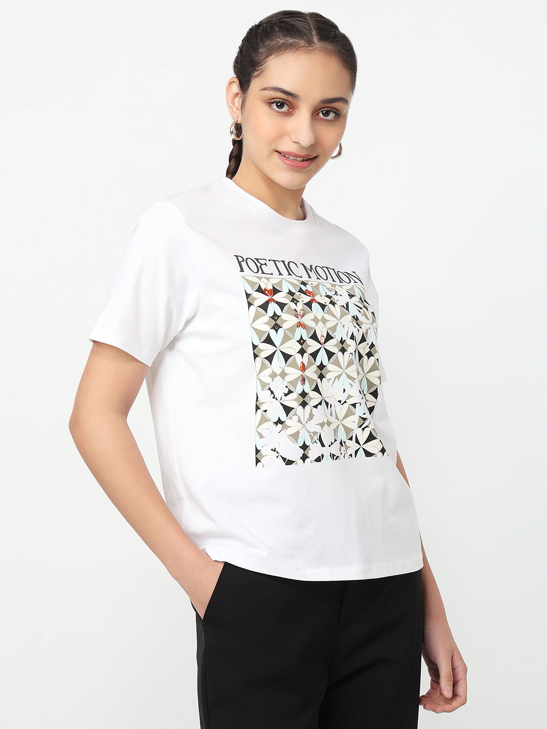 Women White Graphic T-Shirt