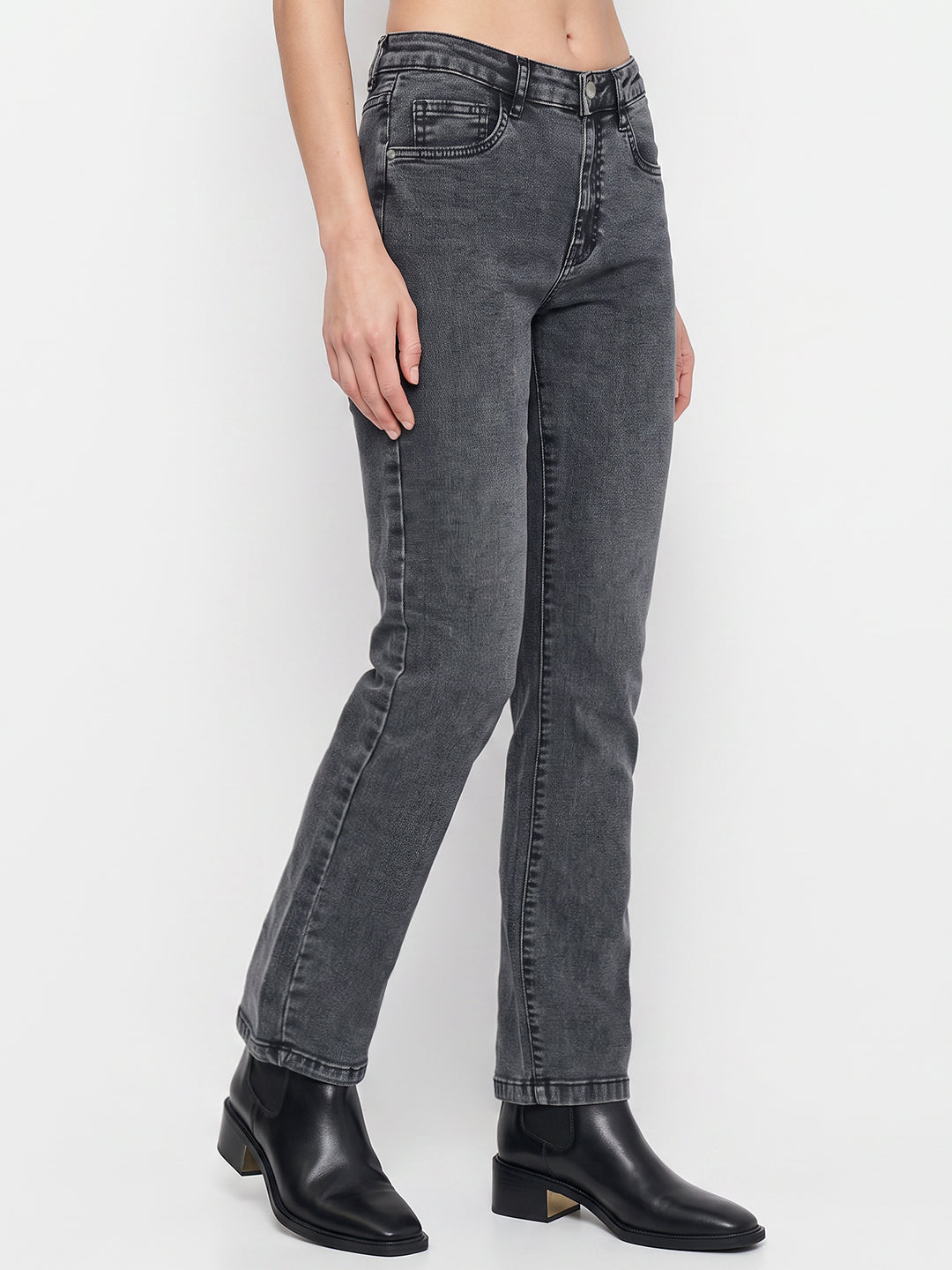 Women Dark Blue High-Rise Slim Straight Fit Jeans