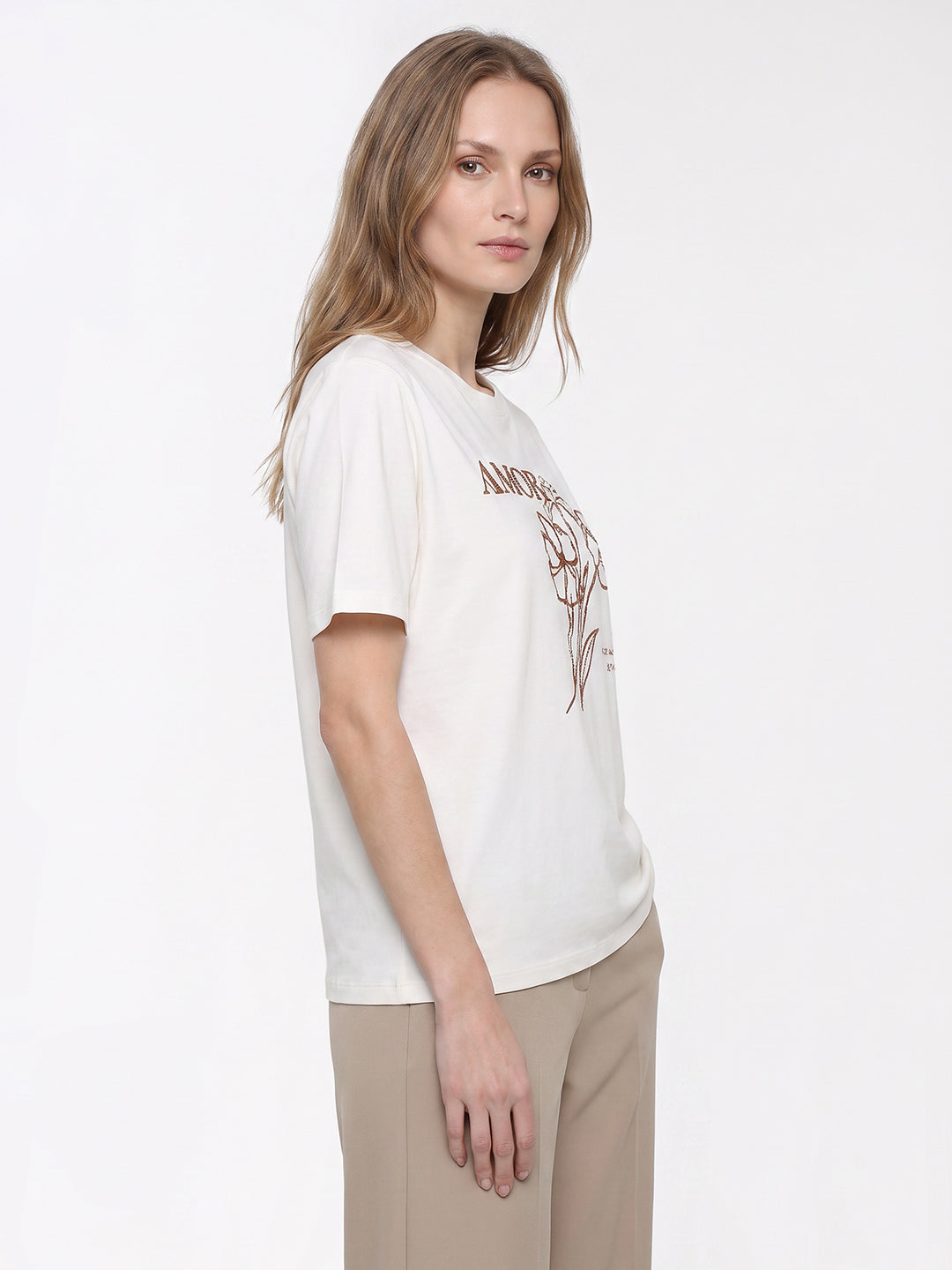 Women Off White Graphic Tees