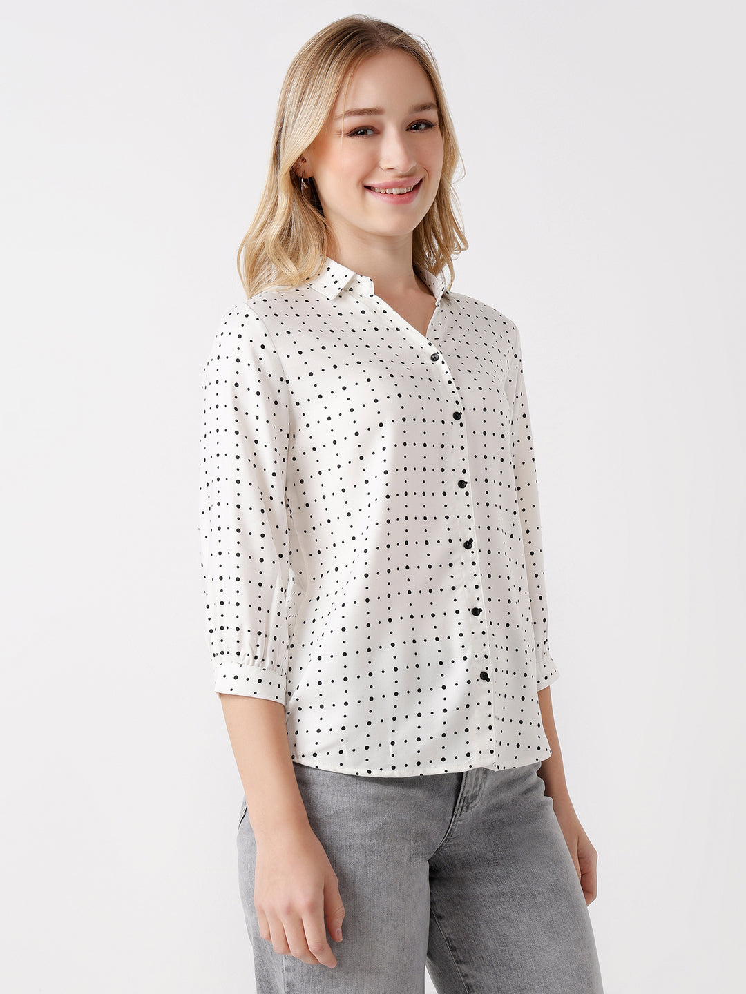 Women Off White Print Shirt