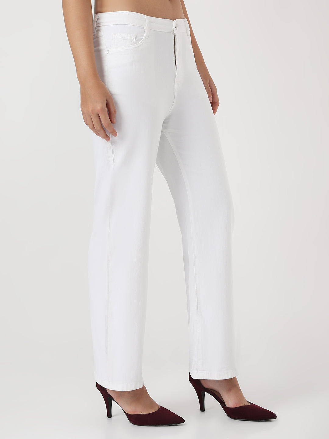 Women White High-Rise Straight Jeans