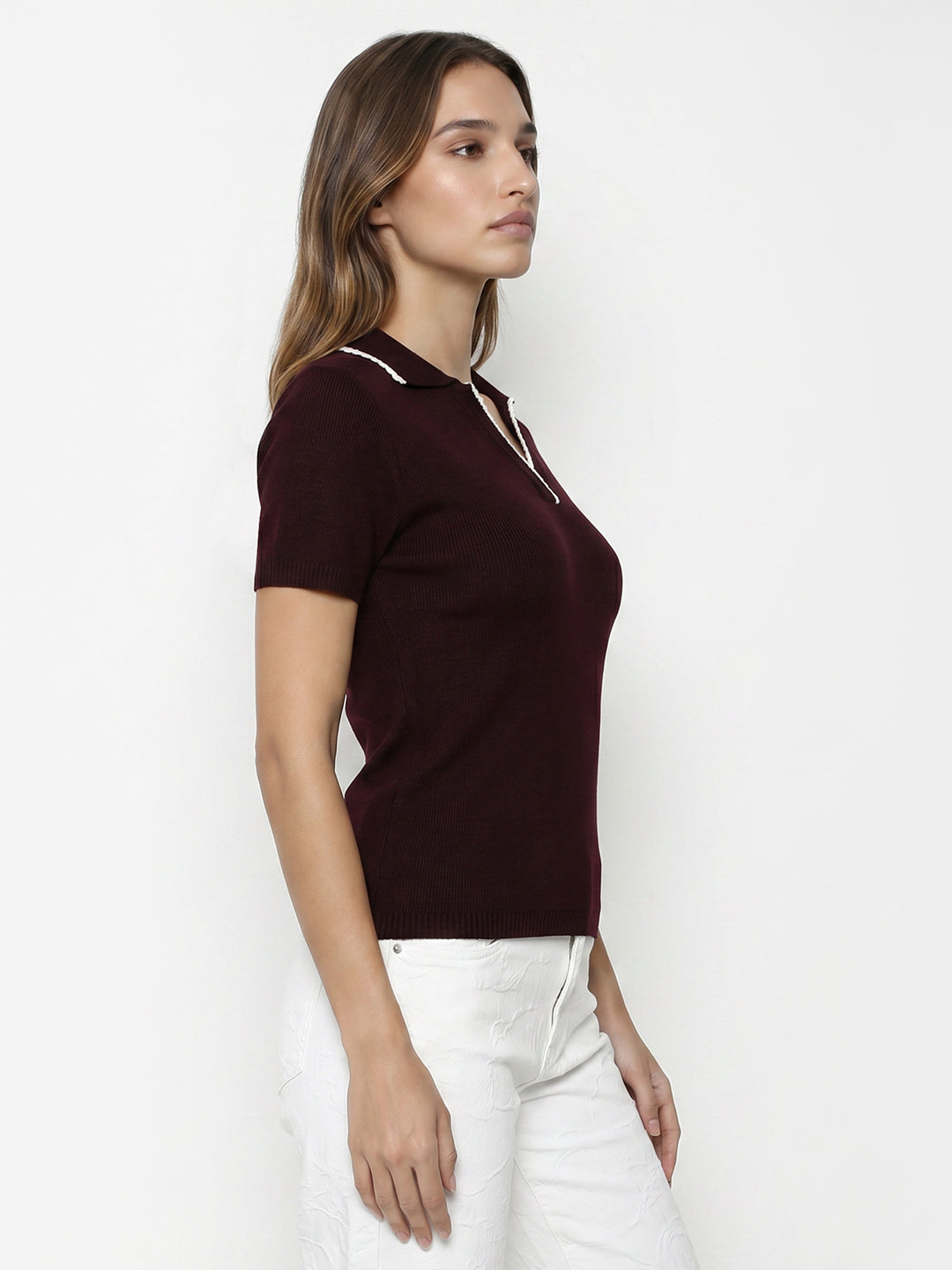 Women Wine Flat Knit