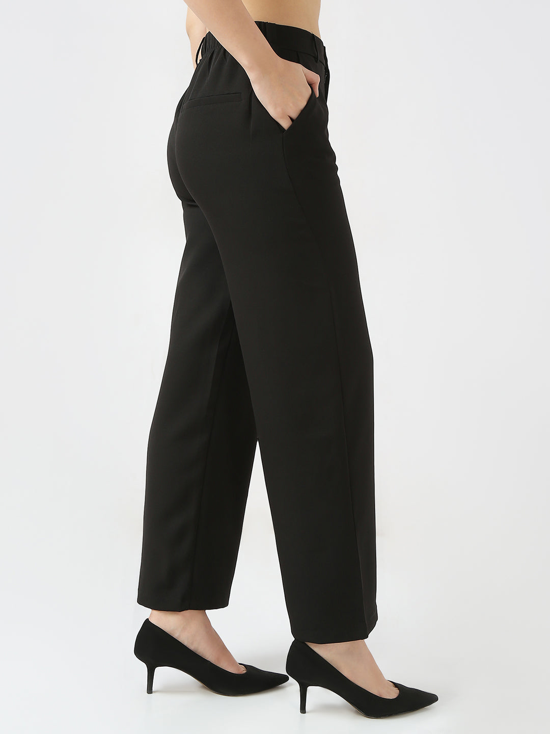 Women Black Wide Leg Trousers