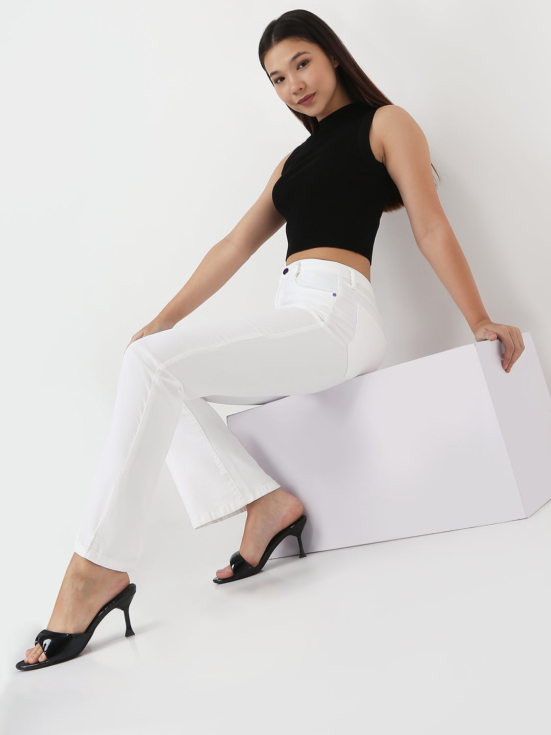 Women White High-Rise Flare Jeans