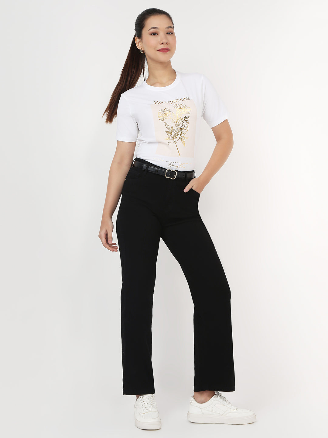 Women Black High-Rise Straight Jeans