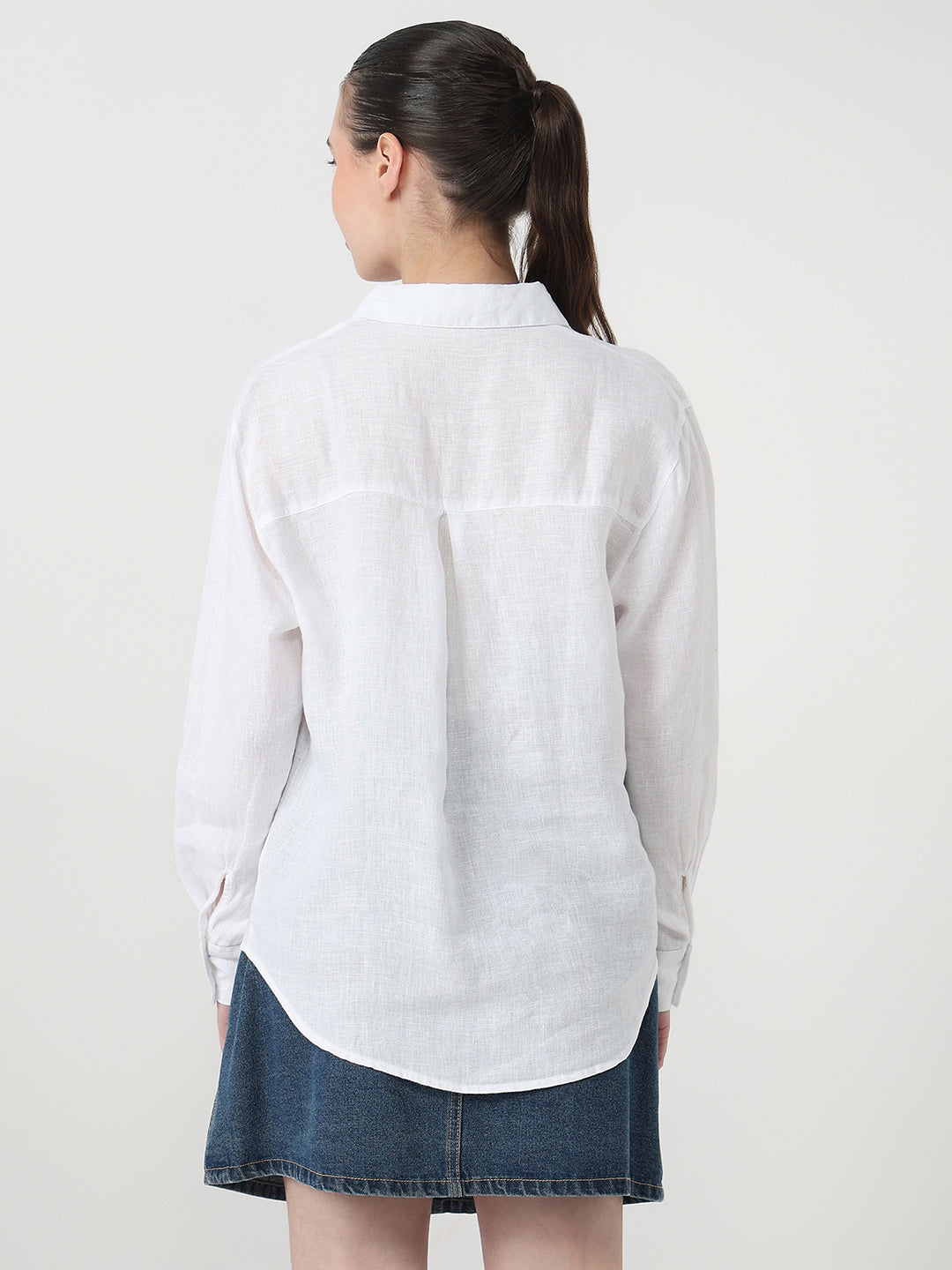 Women White Slim Fit Oversized Shirt