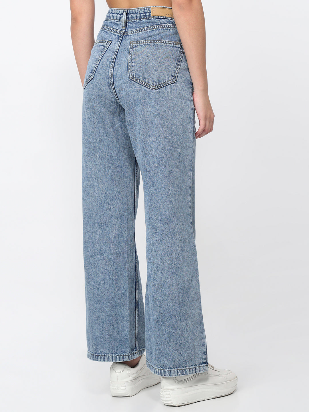 Women Blue High-Rise Super Wide Leg Jeans