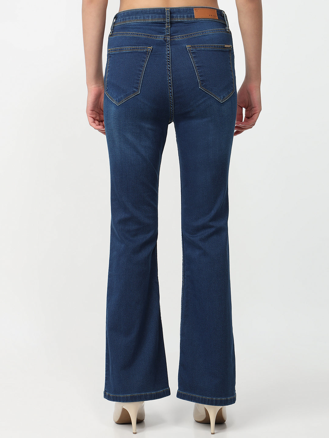 Women Dark Blue High-Rise Flare Jeans