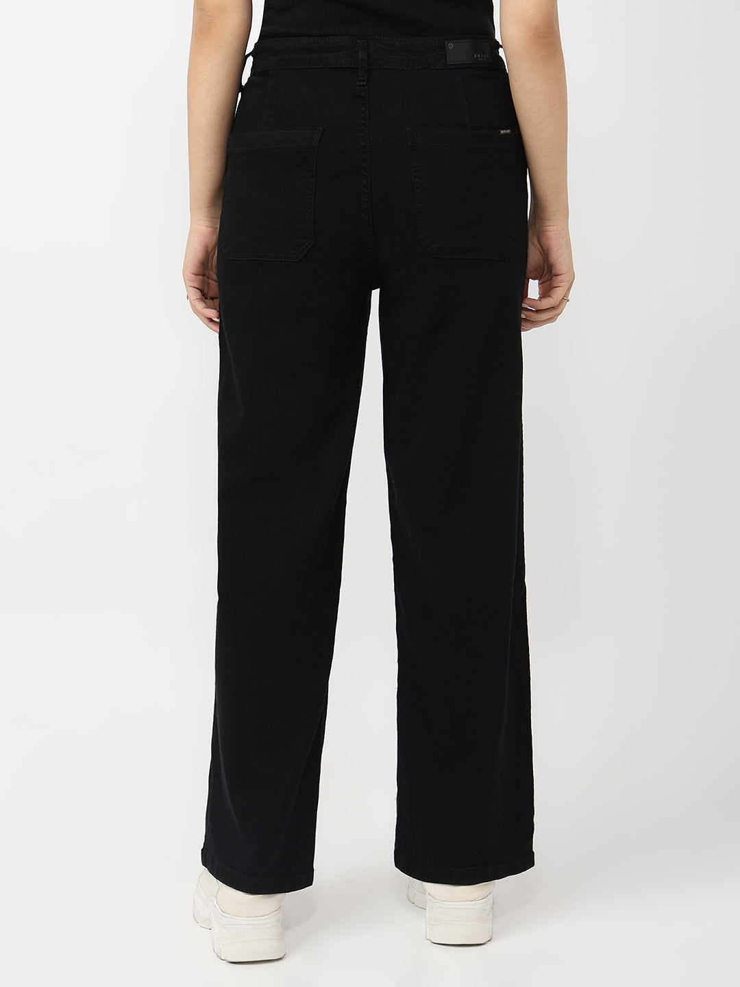 Women Black High-Rise Wide Leg Jeans